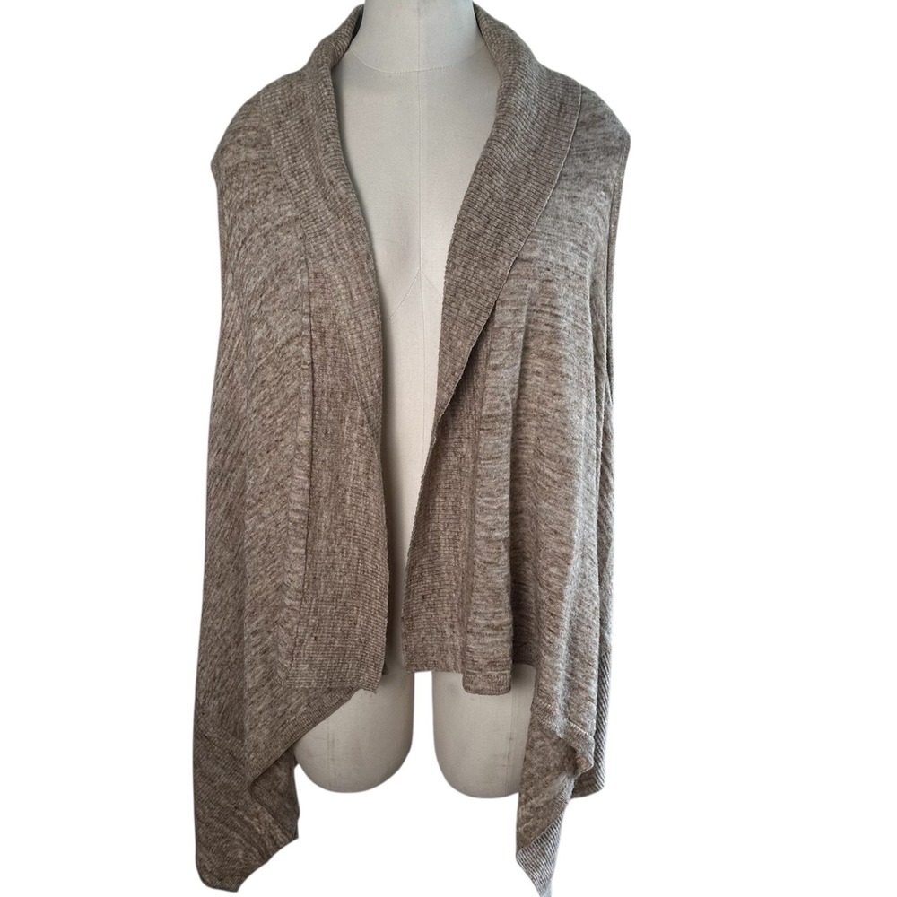 Gap Cardigan Vest Women L Brown Wool Alpaca Blend Tie Back Shawl‎ Collar Marled